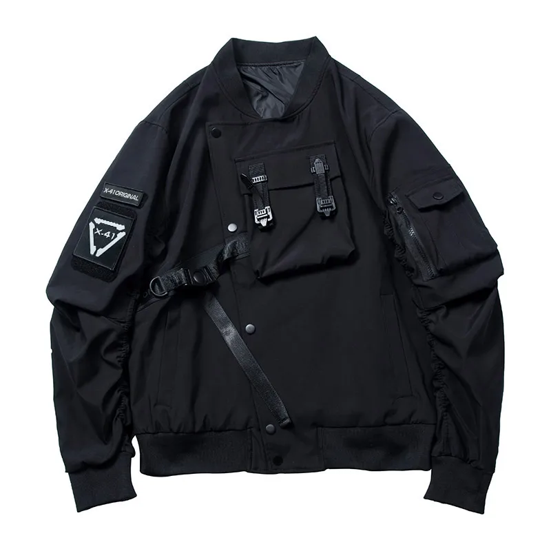 

Baseball Jackets Coat Men Cargo Bomber Coat Streetwear Multi Pockets Tactical Function Harajuku Windbreaker Men