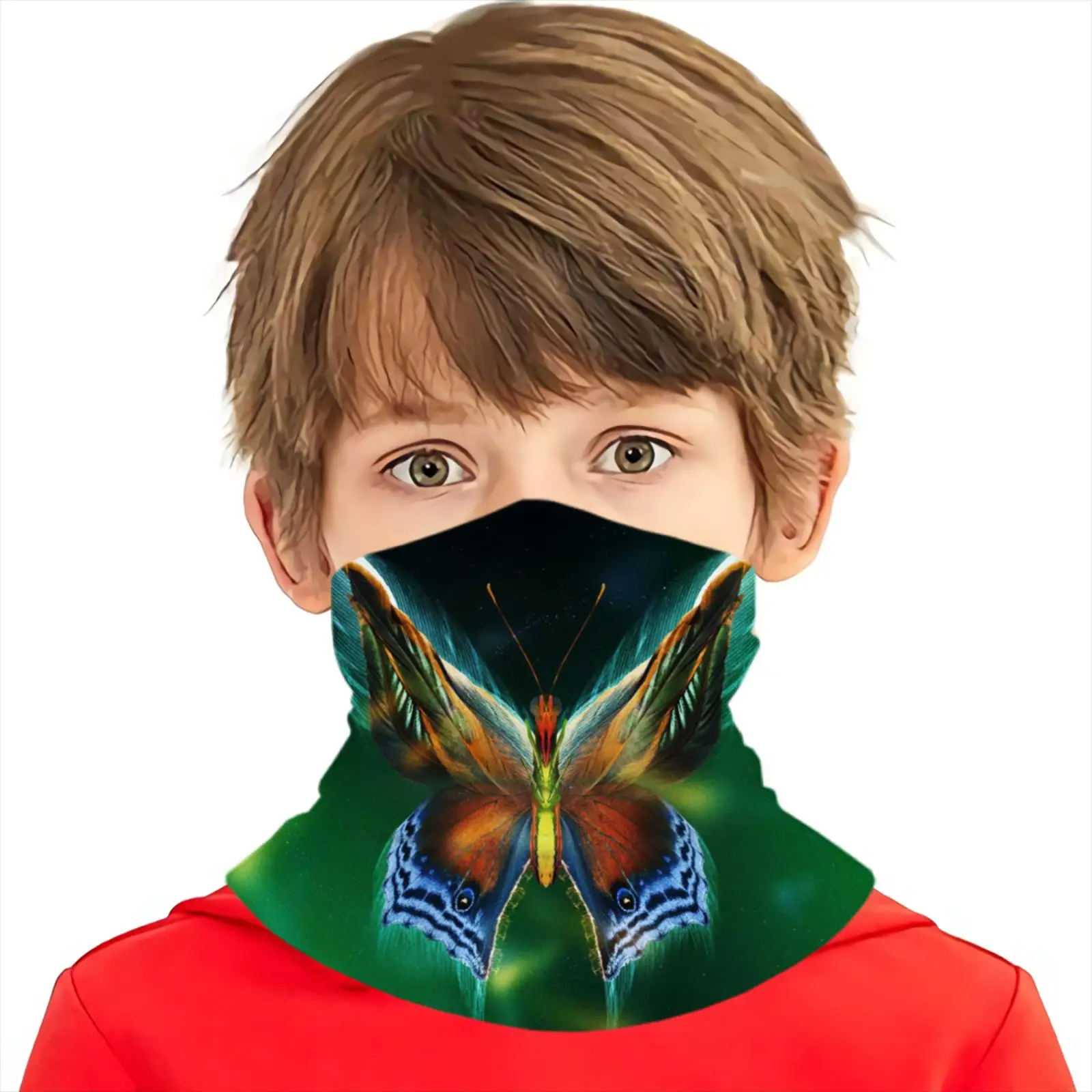 Children Print Colorful Butterfly Winter Warm Scarf Outdoor Sports Party Multi-functional Brand Headscarf for Women