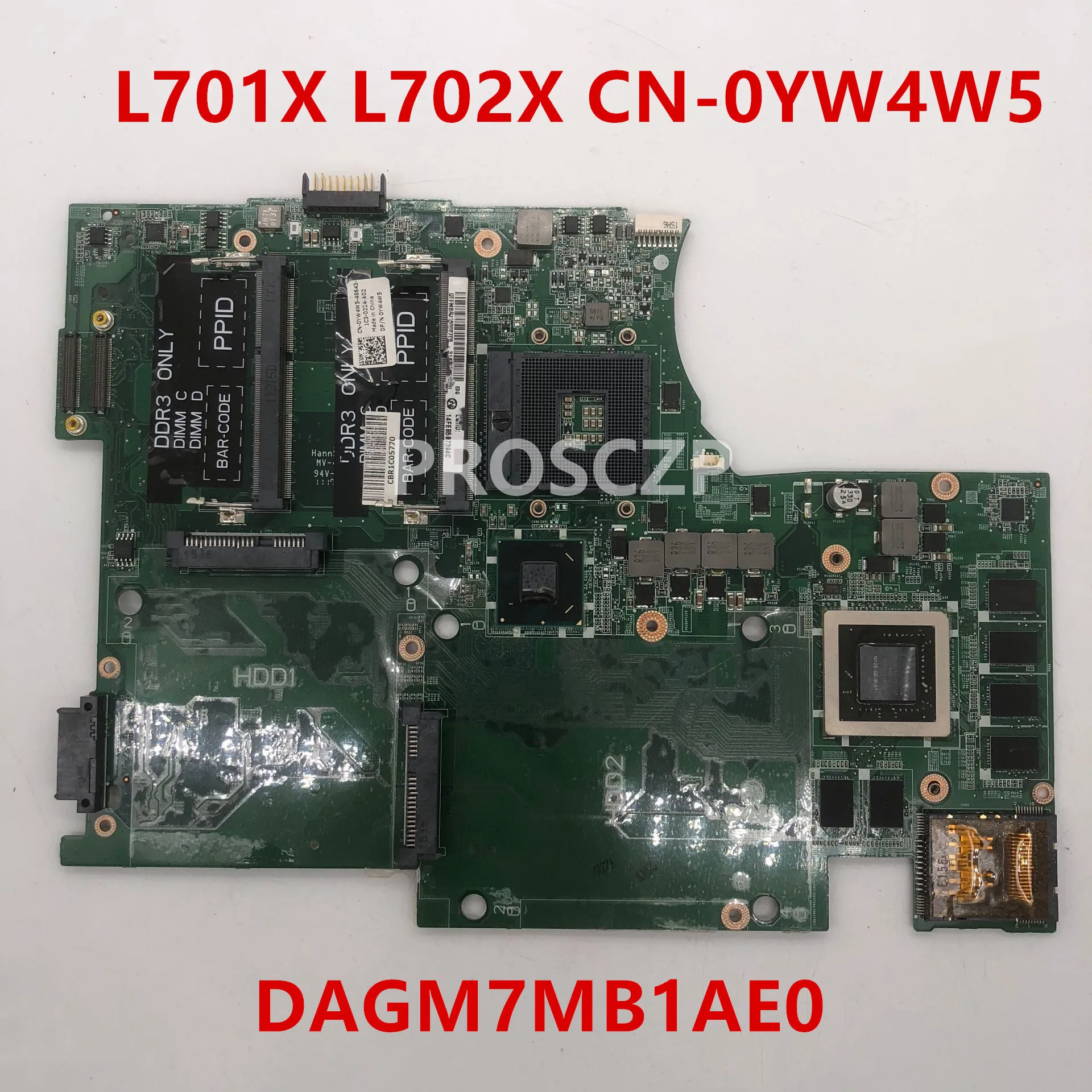 Для L702X L701X 17 Материнская плата ноутбука CN-0YW4W5 0YW4W5 YW4W5 DAGM7MB1AE1 GT555M, 3 Гб оперативной памяти, HM67 полностью протестирована
