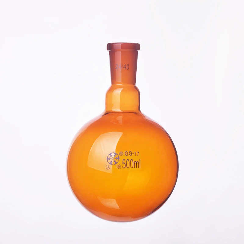 Brown single standard mouth round-bottomed flask,Capacity 25ml-500ml-1000ml and joint 24/40,Single neck round flask