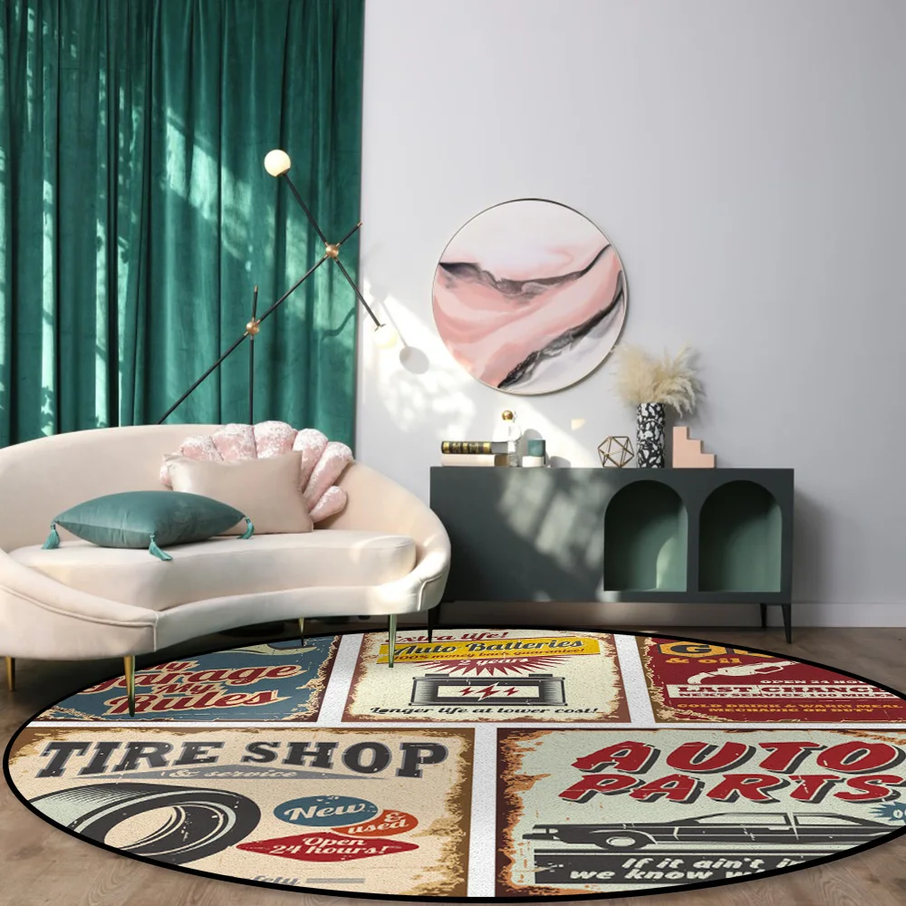 Винтажный автомобильный механический постер круглые ковры для гостиной спальни