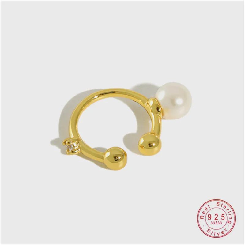 

HI MAN 1 Piece Korean Simple Zircon Pearl S925 Sterling Silver Ear Bone Clip Women Party Jewelry