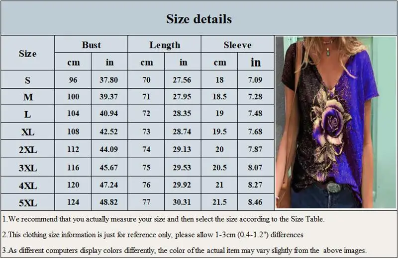 

Women T-Shirts Lady Floral Print Short Sleeve Fashion Tee Large Size Loose Summer Tops Female High Street V-Neck T-Shirt 5XL Top