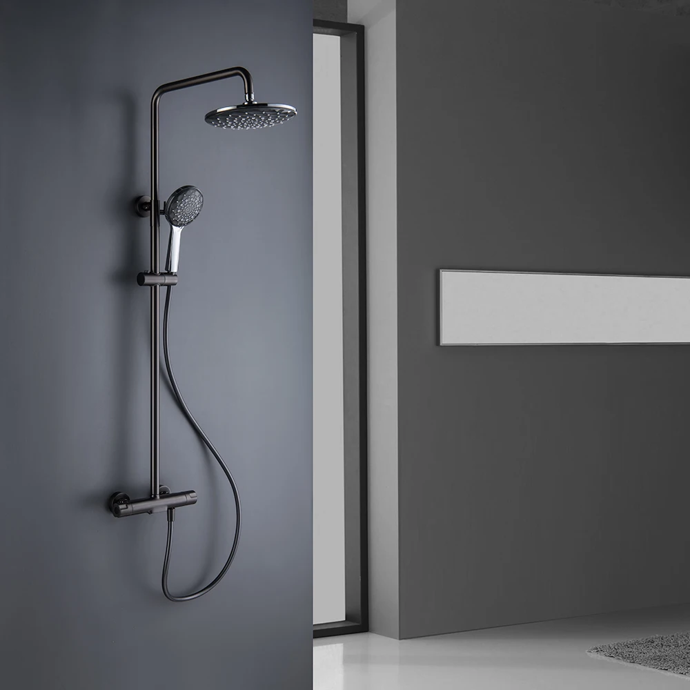 

Термостатический смеситель для ванны и душа, лейка из АБС пластика, насадка для душа «тропический душ», настенный набор для ванны HIDEEP