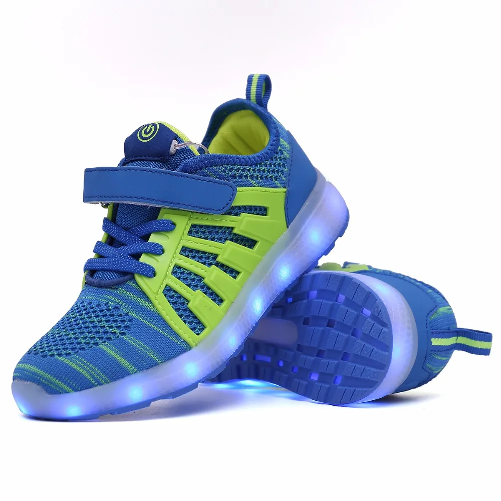 

Blue Pink Black 2018 New 28-37 USB Charger Glowing Sneakers Led Children Lighting Shoes Boys/Girls illuminated Luminous Sneaker