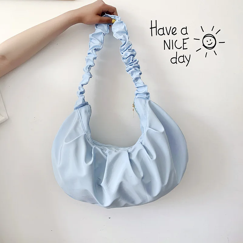 

Женская сумка из нейлона с рюшами, модная дамская сумочка, вместительная простая стильная Роскошная сублимационная сумка с заготовками для...