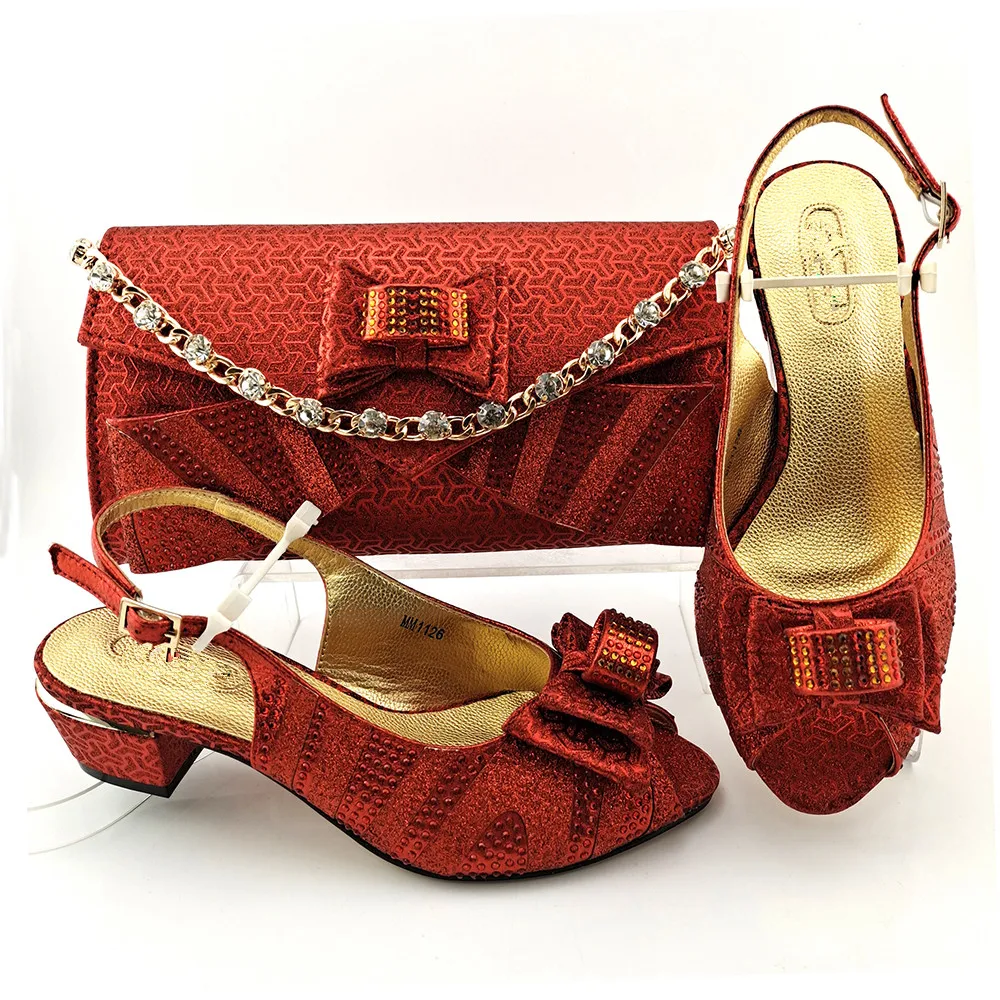 

doershow Italian Shoes With Matching Bags Set Italy African Women's Party Shoes and Bag Sets red Color Women shoes! SPO1-12