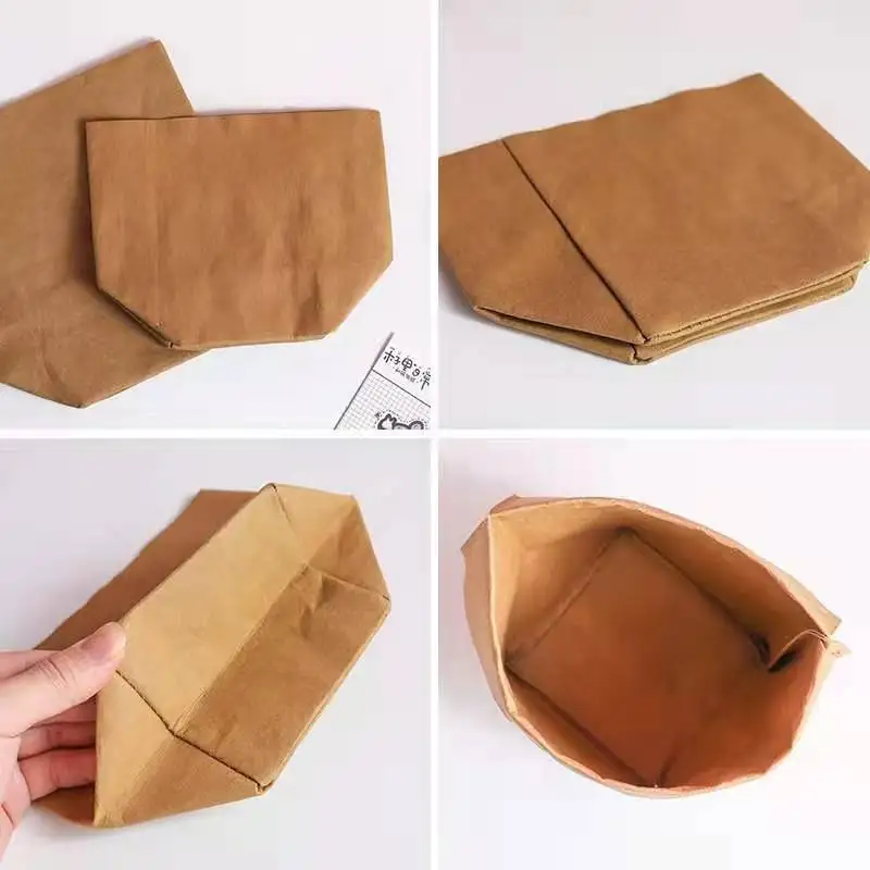 

Flower Plant Pot Kraft Paper Cover Waterproof Basket Cosmetic Bag Home Decor Garden Bin Storage Organizer Lunch Bags for Women