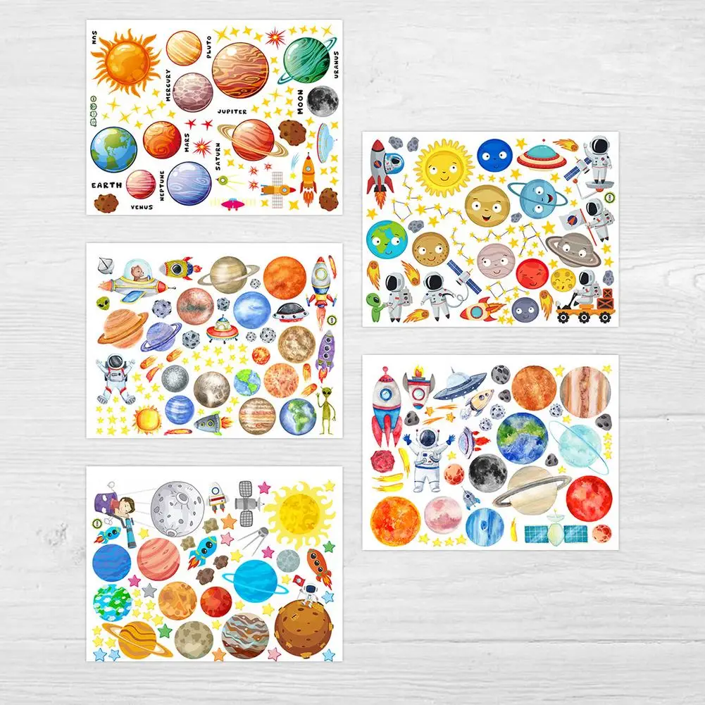 

Nine Planets Wall Stickers Novel PVC Wall Decor Graffiti Decal For Kids Rooms Stars Outer Space Planets Poster Mural School Deco