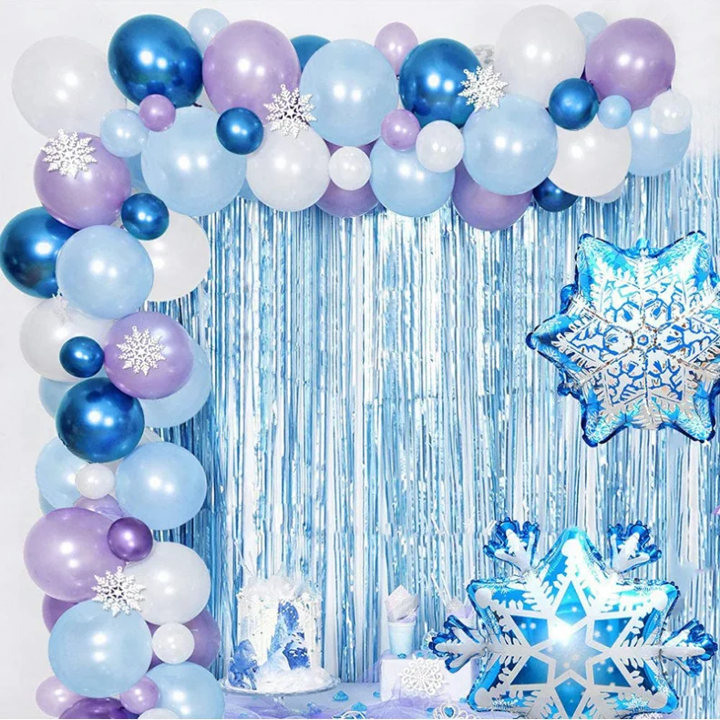Juego de globos de princesa de copo de nieve, Kit de arco de guirnalda, fiesta de cumplea&ntilde;os de Frozen, Bola de hielo, Baby Shower, decoraci&oacute;n de boda, Globo, 1 Juego-0