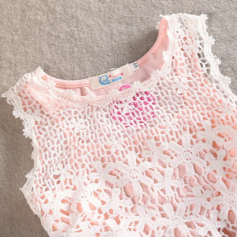 Кружевное Повседневное платье для девочек Летнее Детское принцессы элегантное