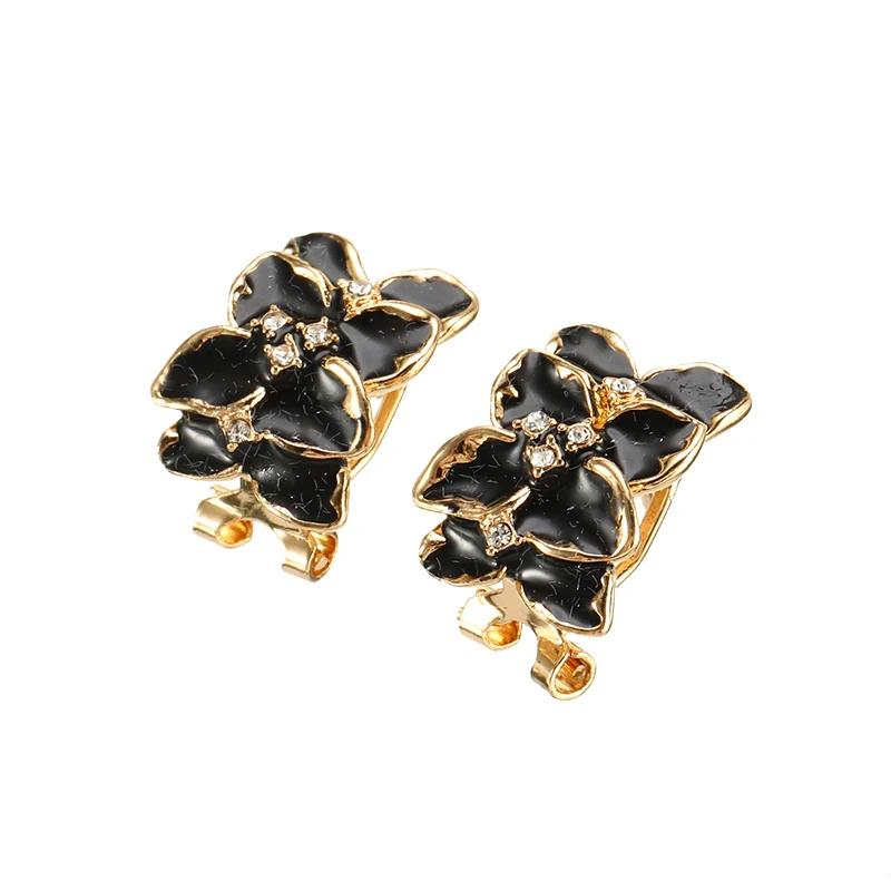 Модная черная покраска свадебные серьги кольцо ожерелье из розового цветка