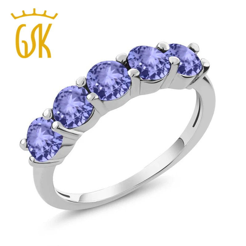 Женские круглые кольца из стерлингового серебра 925 пробы с 5 камнями натурального