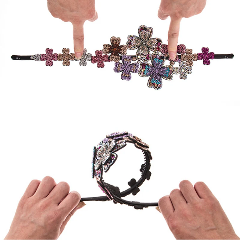 

Hot s Elastic Rhinestone Beaded Women Headbands Handmade Vintage Jewelry Hair Bands for Girl Hair Accessories Multicolor