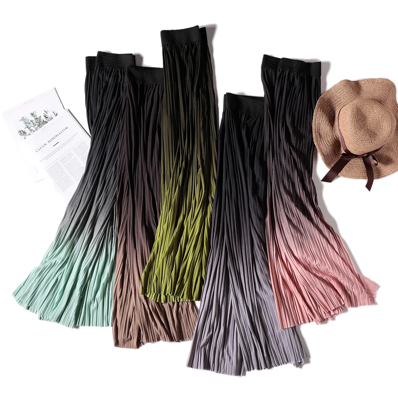 Брюки женские шифоновые градиентные с широкими штанинами повседневные милые