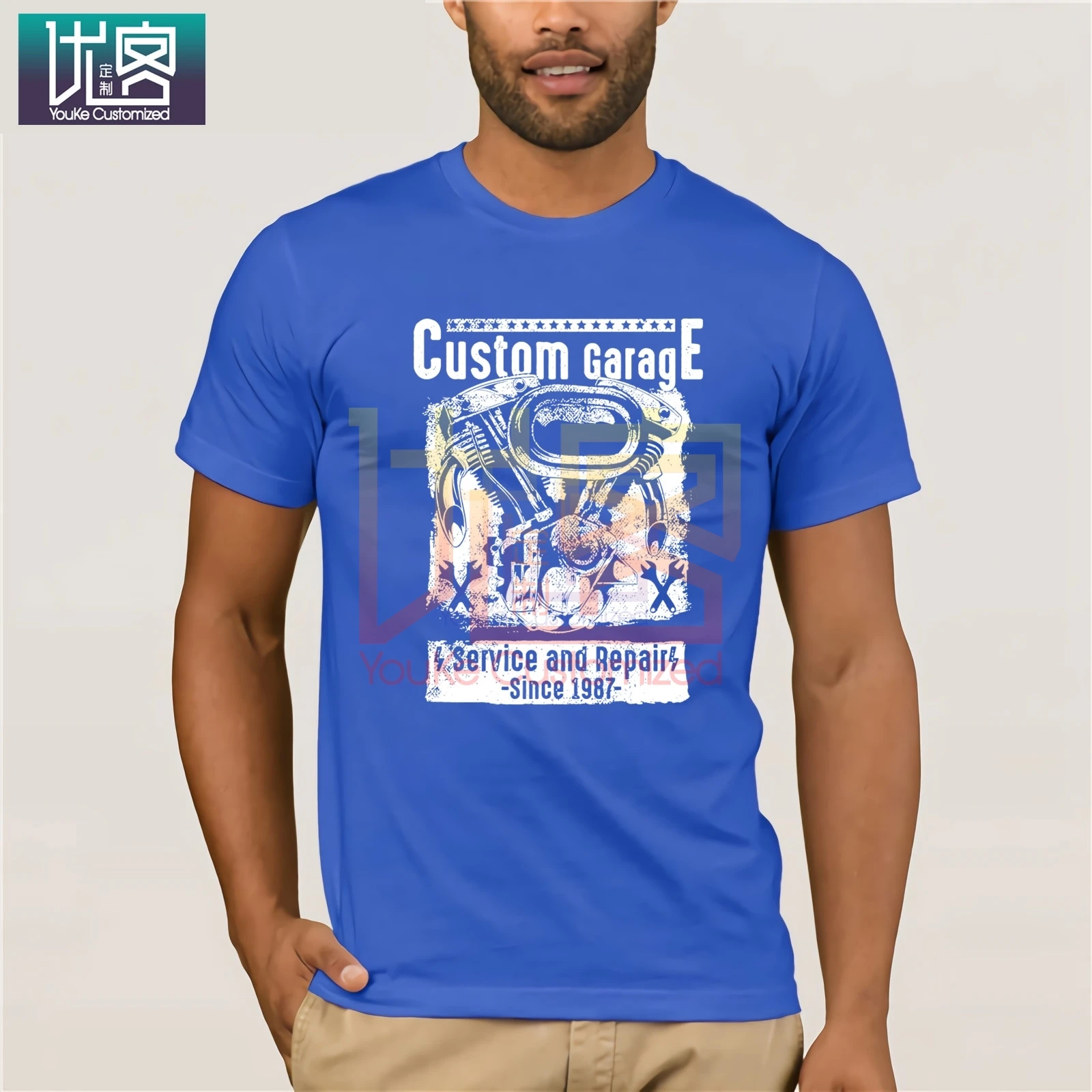 Пользовательские гаражные услуги и ремонт винтажный дизайн футболки |