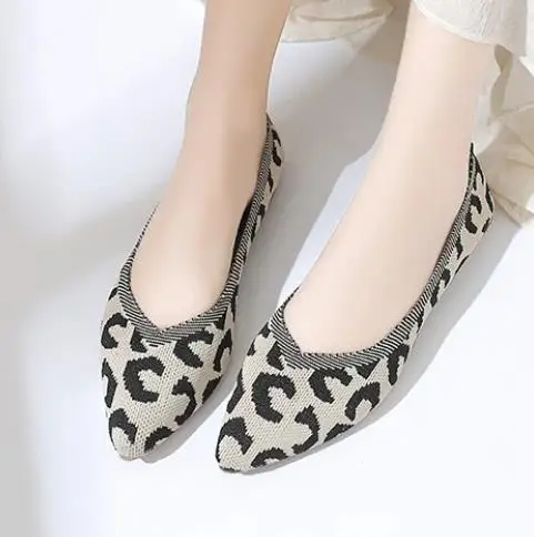 

Женские туфли на плоской подошве, с острым носком, дышащие вязаные балетки, Осенние лоферы, 2021