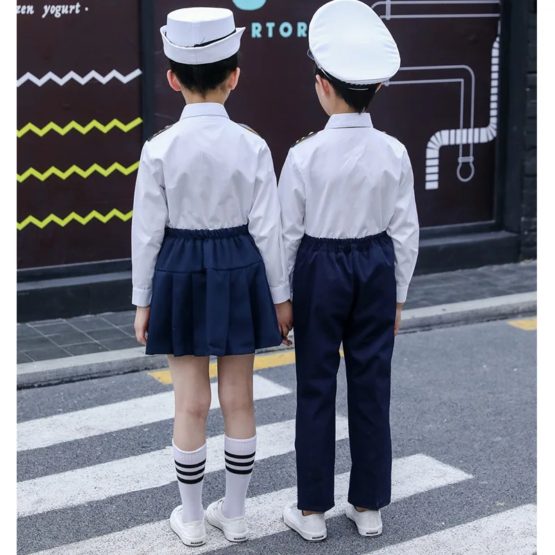 Летная форма для девочек и мальчиков маскарадный костюм стюардессы костюмы на