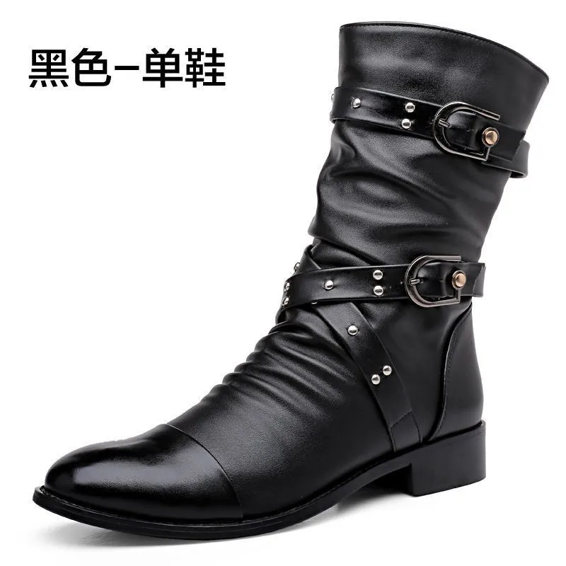 

High tube frosted knight boots special forces military boots side zipper high-top warm anti-slip trendy male Martin boots