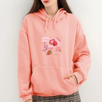 fruit printed kawaii hoodie cotton pullover sweatshirts women clothing hoody winter schoolgirl streetwear plus size clothes tops