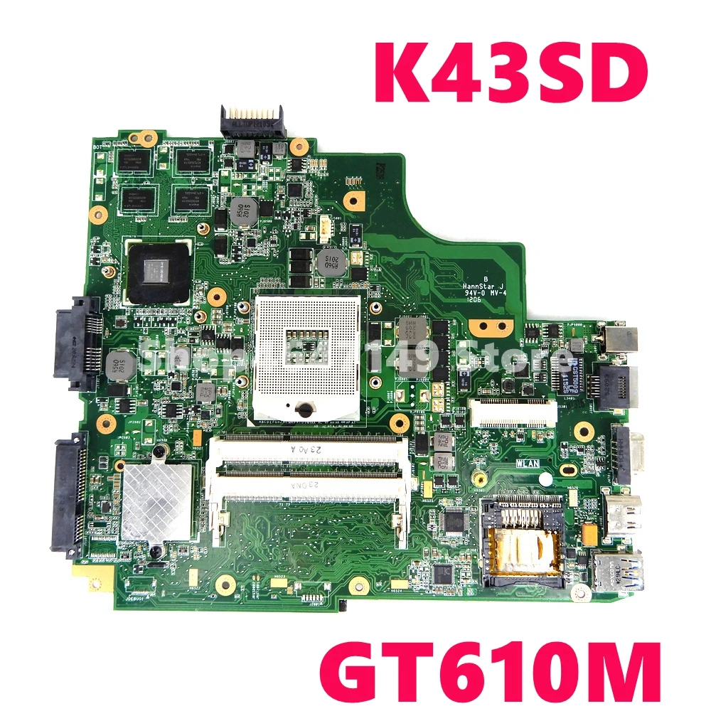 K43SD GT610M/1 ГБ HM65 материнская плата REV 4 1 для ASUS X43S A43S K43S P43S P43SD Материнская ноутбука 100%