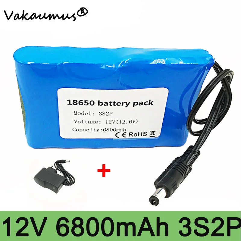 

Аккумуляторная батарея 12 В, литиевая батарея 12 в 6800 мАч 18650 bms 3s 2p, портативная батарея 12 В постоянного тока для камеры видеонаблюдения, монит...