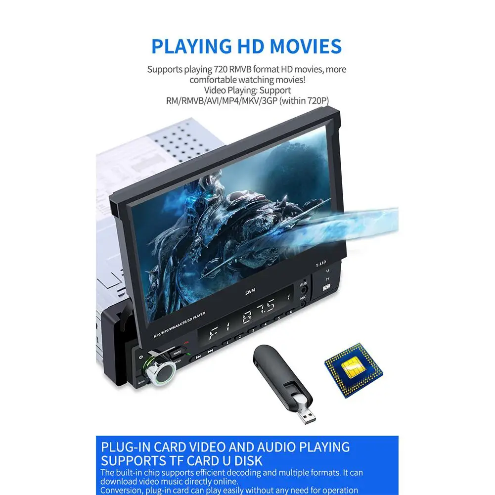 7 дюймов Автомобильный радиоприемник MP5 мультимедиа CD Видео плеер Bluetooth Fm