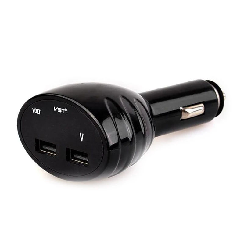 

3 In 1 Digital Led Voltmeter Thermometer Monitor Dual Usb Car Charger 12V/24V Temperature Meter Voltmeter Phone Charger