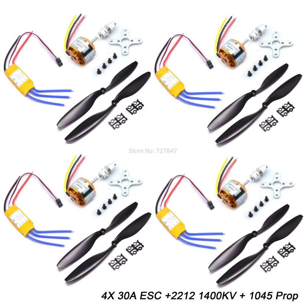 A2212 2212 1000KV/1400KV A2208 1100KV бесщеточный двигатель 30A ESC 1045 пропеллер Quad-Rotor для RC самолета мультикоптера