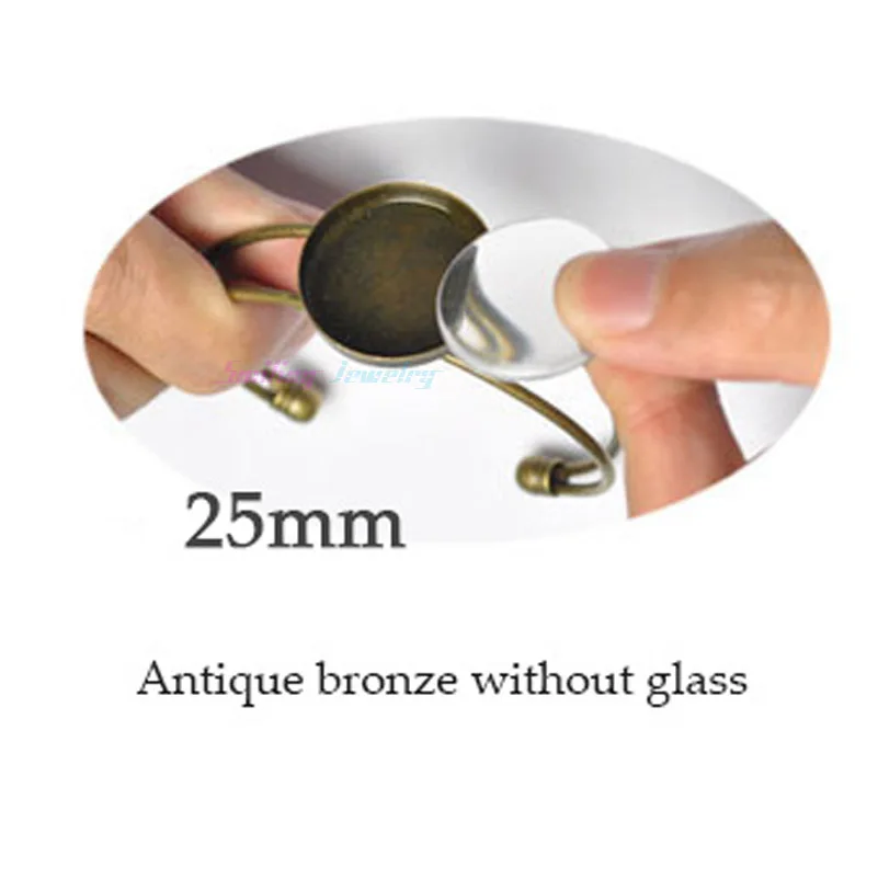 25mm Bronze 3 5 шт. 20 мм 25 мм 1 ''ободок круглый базовый стеклянный браслет из кабошона настройки регулируемый браслет на запястье заготовки для DIY ювелирных изделий - Окраска металла: 25mm Bronze 3