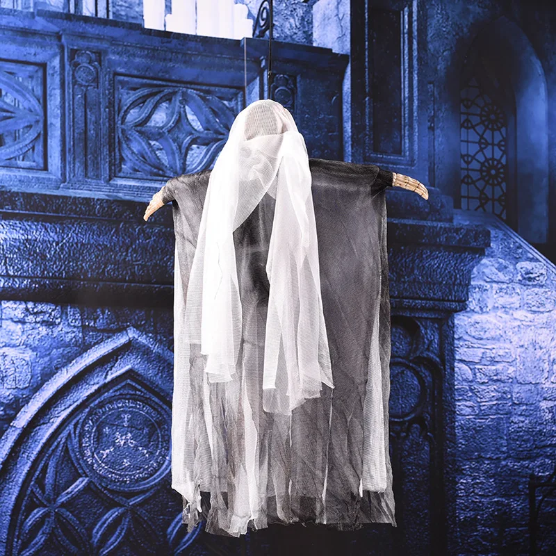 

Halloween Terrible Props Skull Hanging Ghost Head Make Horrible Light Sound Haunted House Decoration Children Party Scary toys