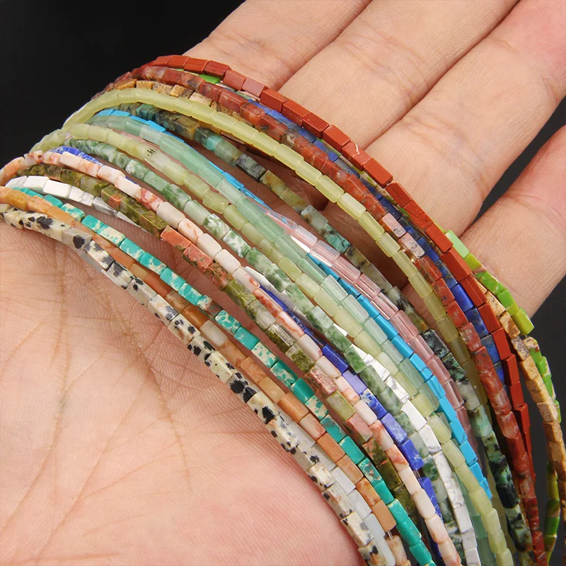 

Wholesale 4x2mm SquareTube Stone Beads Jaspers Agate Spacer Loose Charm Bead for Jewelry Making DIY Chakra Bracelet Accessories
