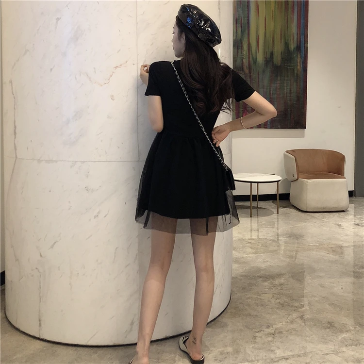 

Summer Style Black Women's Clothing Mesh Patchwork Short Dresses Diamonds Slim Fit Dress Chic Fashion Vestidos Femininos New