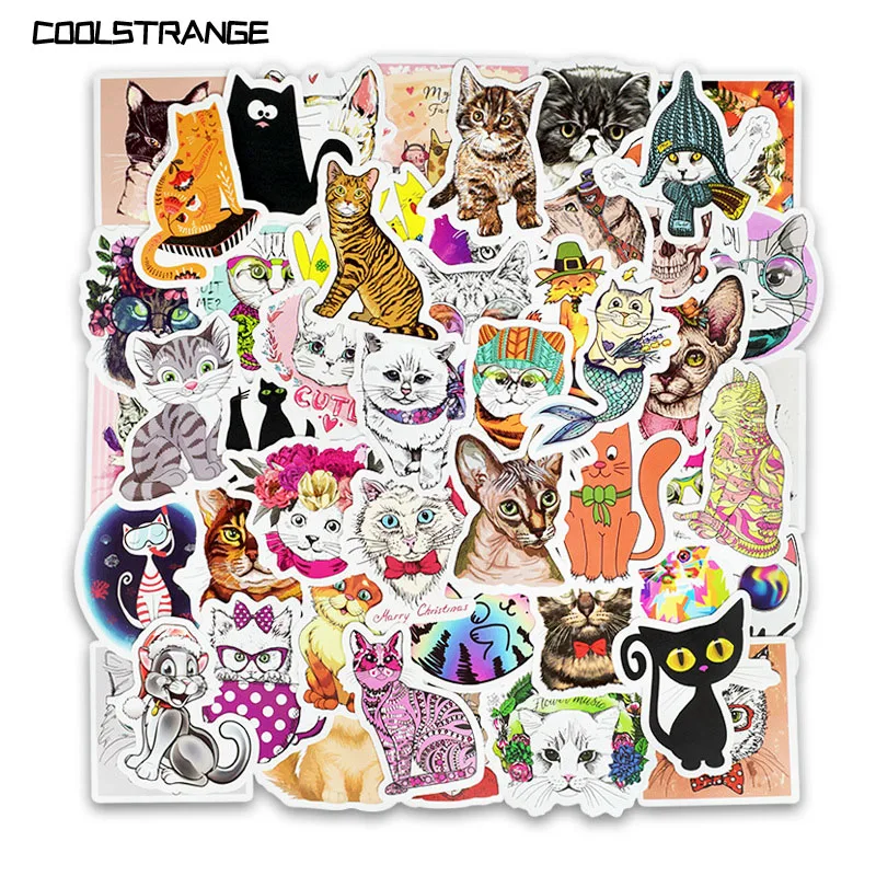 

Наклейки в виде милых кошек для багажа, ноутбука, мотоцикла, скейтборда, гитары, телефона, холодильника, детские наклейки 50 шт./лот