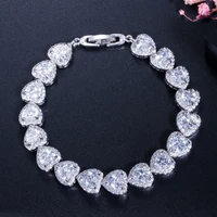 2022 new luxury heart silver color on hand bracelet bangle for women anniversary gift jewelry bulk sell s6110