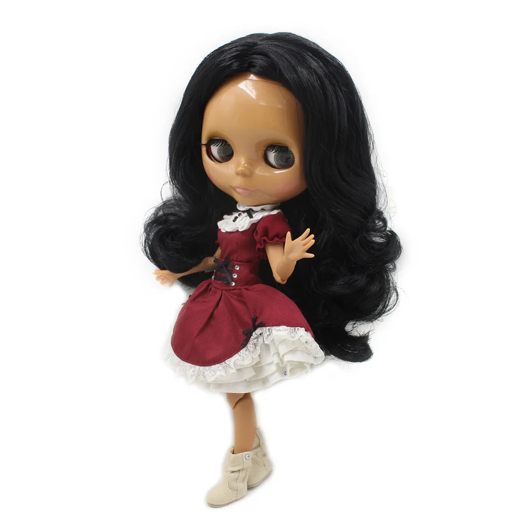

joint body doll Nude Blyth Doll ,black hair Tan skin Factory doll,Suitable For DIY 0803KK