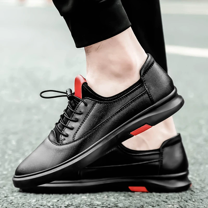 Mring leather men's shoes 2019 new casual soft fashion Korean version of the British board tide | Обувь