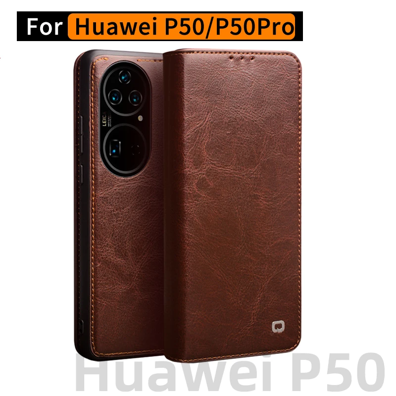 

Чехол для телефона из натуральной кожи Huawei P50 Pro, кожаный чехол-книжка, чехол для телефона Huawei P50, кожаный чехол-книжка с защитой от падения