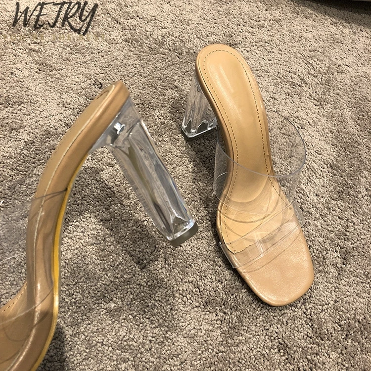 

2020 PVC Jelly Sandals Crystal Leopard Open Toed High Heels Women Transparent Heel Sandals Slippers Discount Pumps 9CM