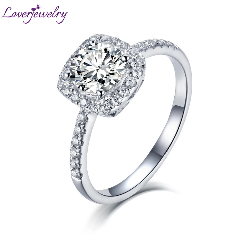 0.5ct Moissanite LOVERJEWELRY, новейшие кольца, для женщин, Муассанит, обручальное кольцо, Настоящее 14 к белое золото, юбилей, свадебные женские кольца, ювелирные изделия - Цвет камня: 0.5ct Moissanite