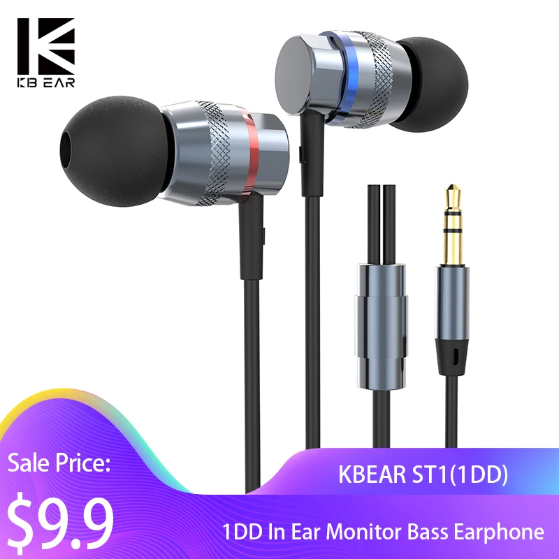 

Наушники-вкладыши KBEAR ST1 1DD, Hi-Fi, для бега, спорта