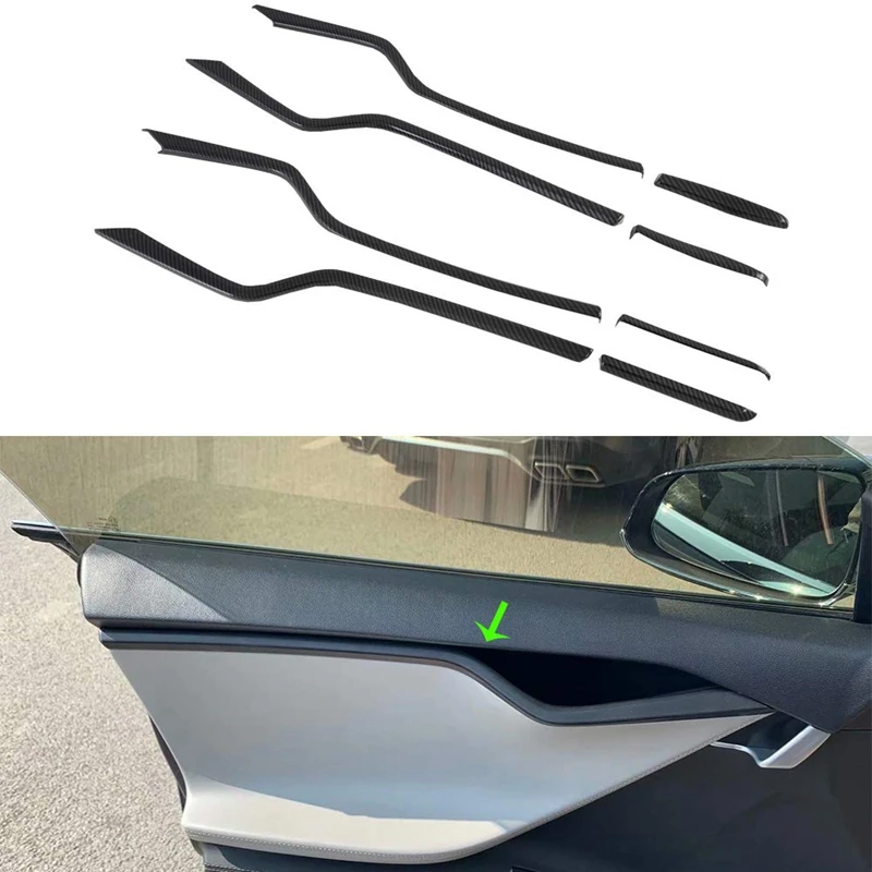 Car Inner Door Trim Cover Interior Mouldings Trims for Tesla Model S 2016-2019 Car Accessories, 8PCS