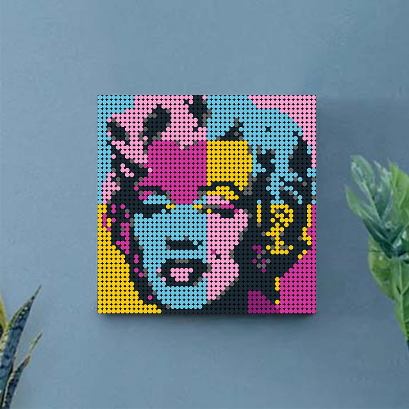 

MOC DIY Marilyn Monroeed Pixel Figure Mosaic Art Painting Building Blocks Painted Background Constructor Bricks Kids Toys Gifts