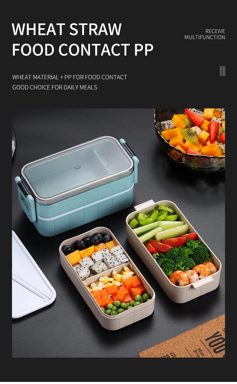 WORTHBUY, японская микроволновая печь, коробка для бэнто, Пшеничная солома, детский Ланч-бокс, герметичный, бенто, Ланч-бокс для детей, школьный контейнер для еды