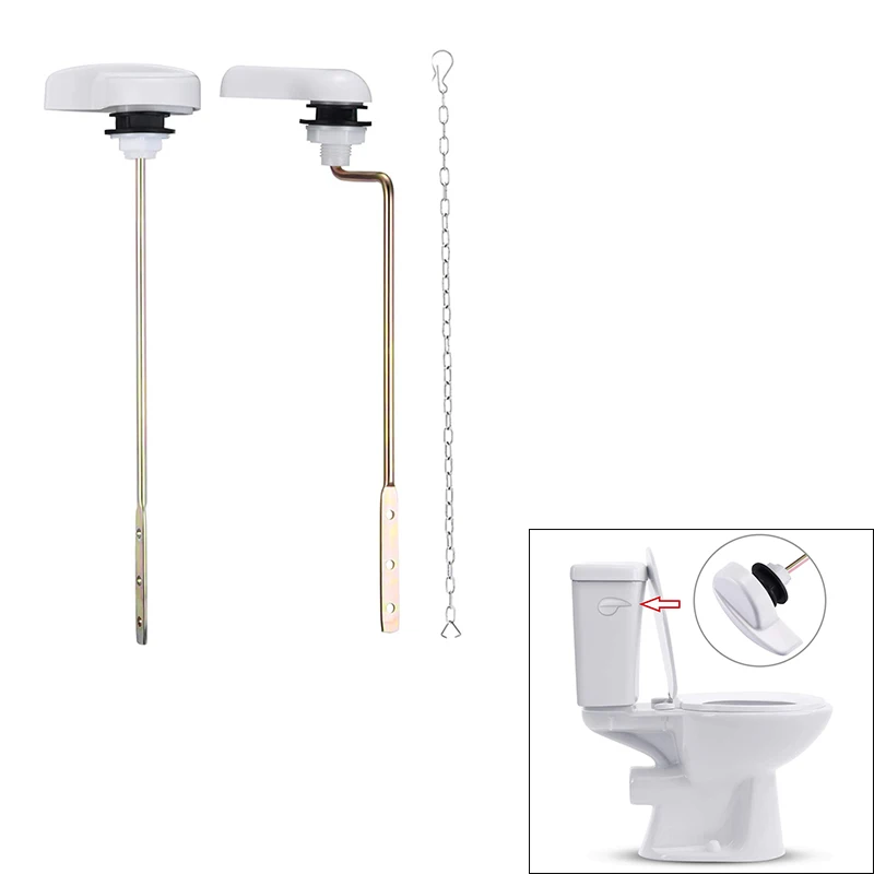 2 Pcs White Side Mount Toilet Tank Flush Lever Handle with Flapper Chains Replacement for Most Toilets | Обустройство дома