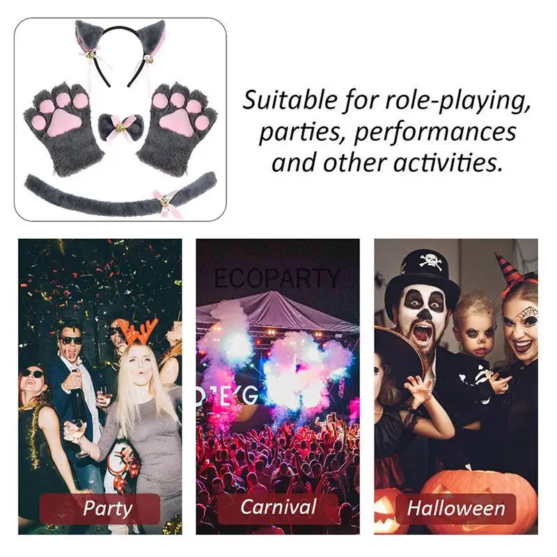 Костюм для косплея кошки котенок хвост уши воротник аксессуар Хэллоуина повязка