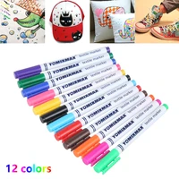 12 colors permanent textil fabric marker t shirt cloth paint pen diy school supplies korean style stationery