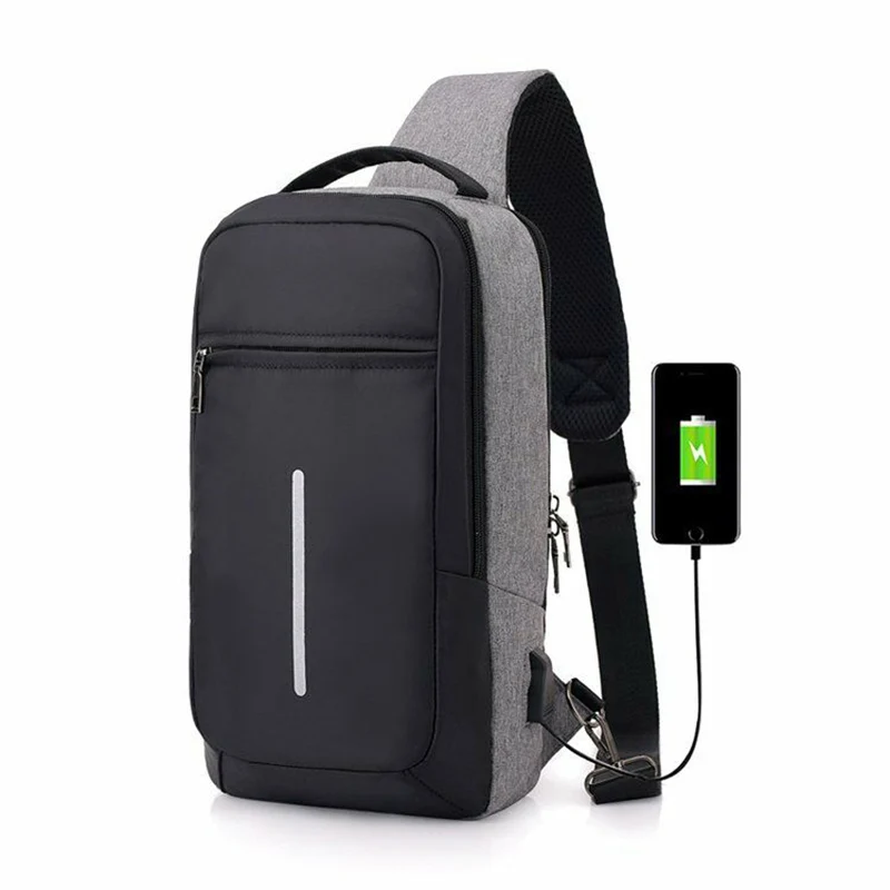 Нагрудная сумка, мужская, водонепроницаемая, с USB-разъемом от AliExpress WW