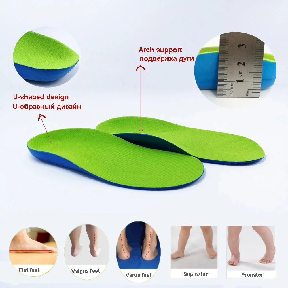 Baby Orthotic Insoles For FlatFoot Kids Arch Support Orthopedic Soles Varus Clubfoot Healthy Children Green Full Pads