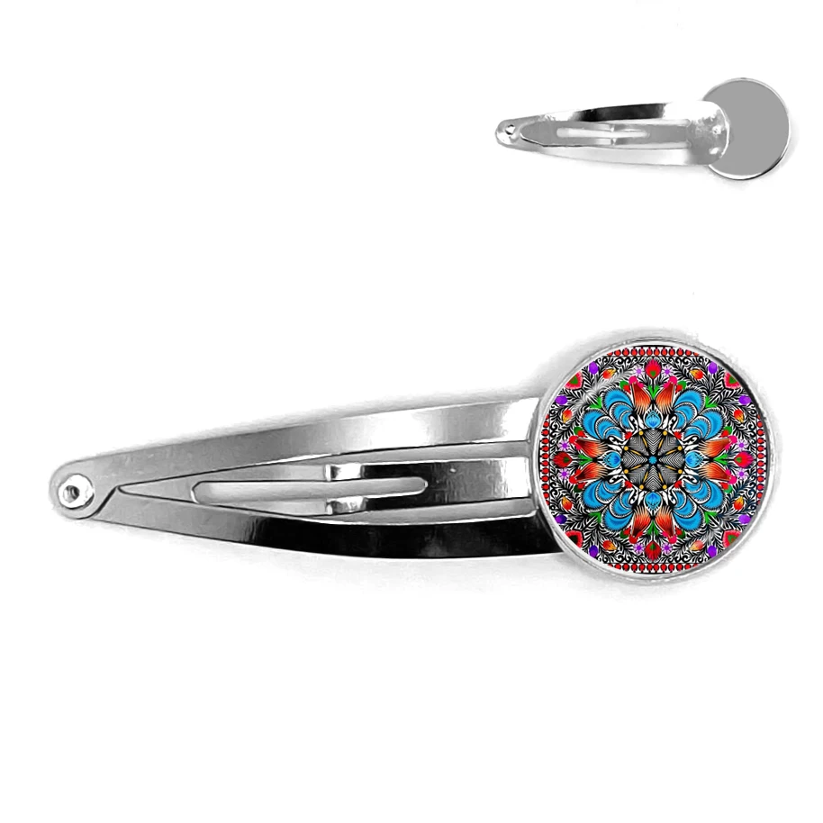 Заколки для волос с этническим полированным фольклорным рисунком стеклянный